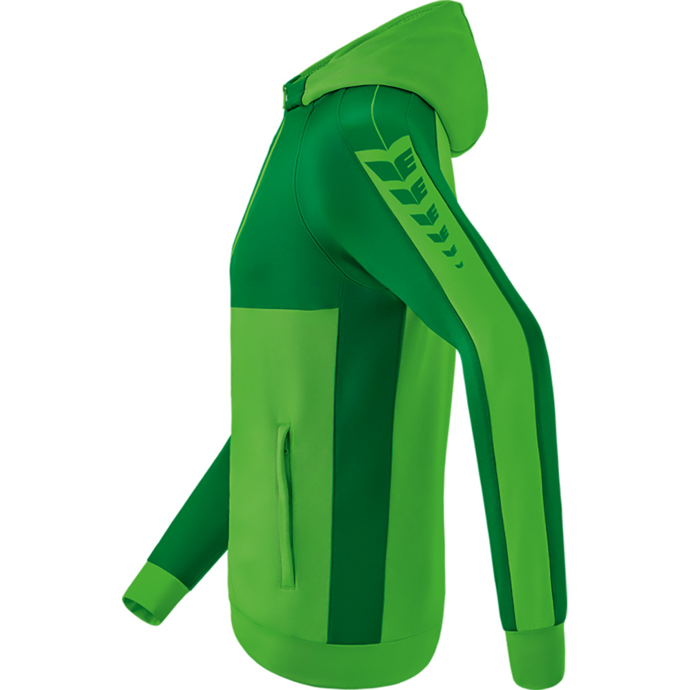 ERIMA SIX WINGS TRAINING JACKET WITH HOOD, GREEN-EMERALD KIDS. 