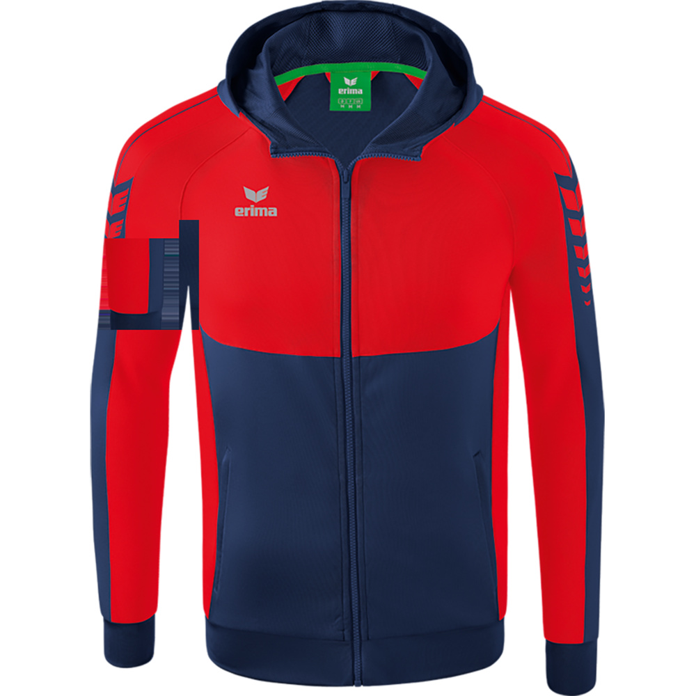 ERIMA SIX WINGS TRAINING JACKET WITH HOOD, NEW NAVY-RED KIDS. 