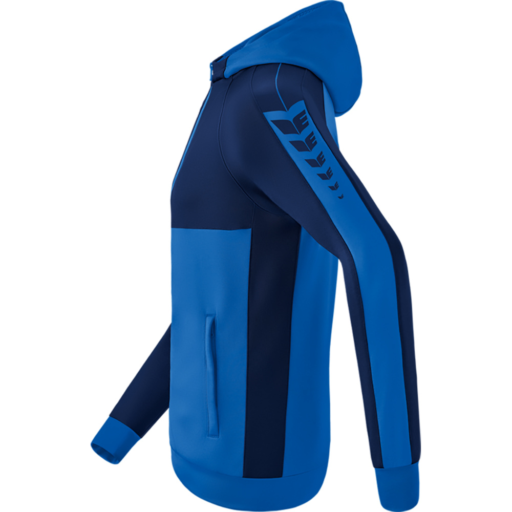 ERIMA SIX WINGS TRAINING JACKET WITH HOOD, NEW ROYAL-NEW NAVY KIDS. 