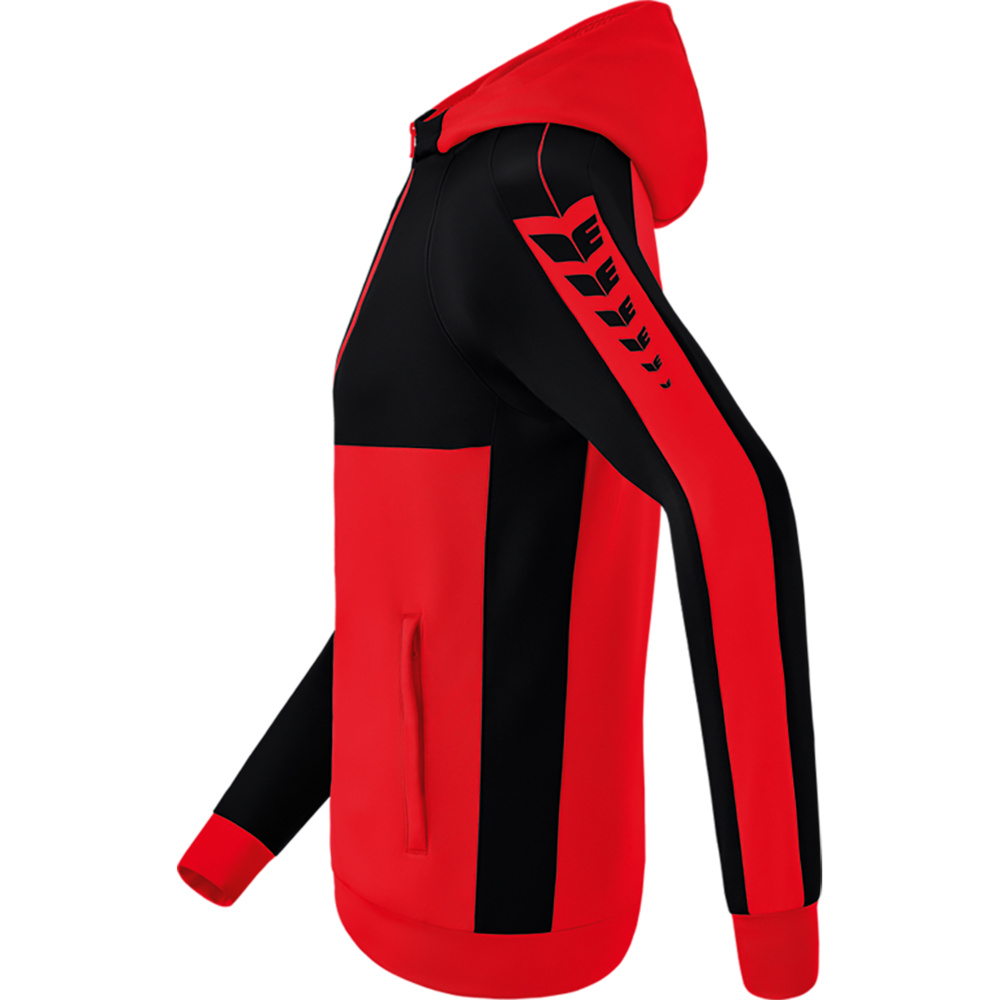 ERIMA SIX WINGS TRAINING JACKET WITH HOOD, RED-BLACK MEN. 