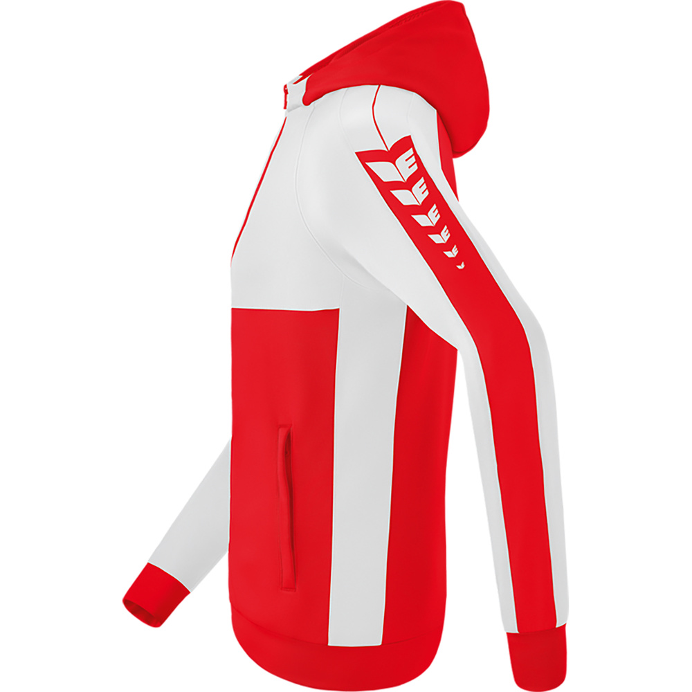 ERIMA SIX WINGS TRAINING JACKET WITH HOOD, RED-WHITE KIDS. 