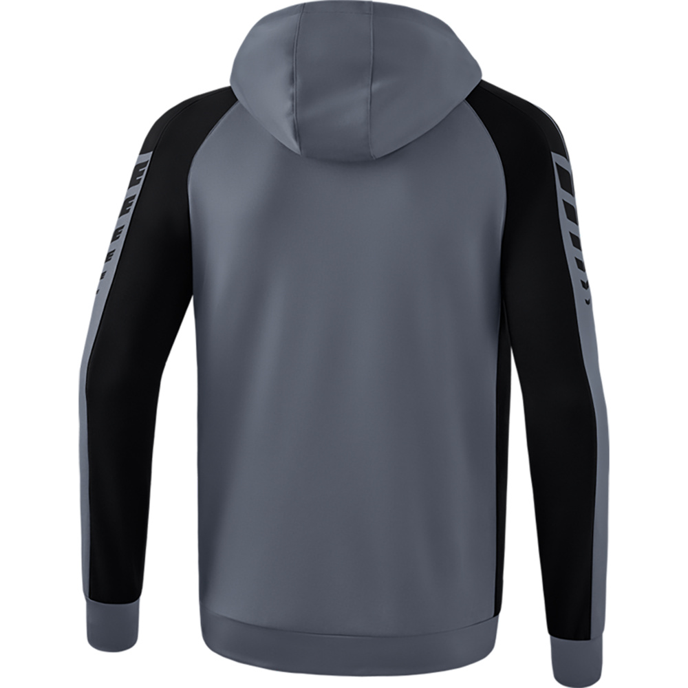 ERIMA SIX WINGS TRAINING JACKET WITH HOOD, SLATE GREY-BLACK KIDS. 