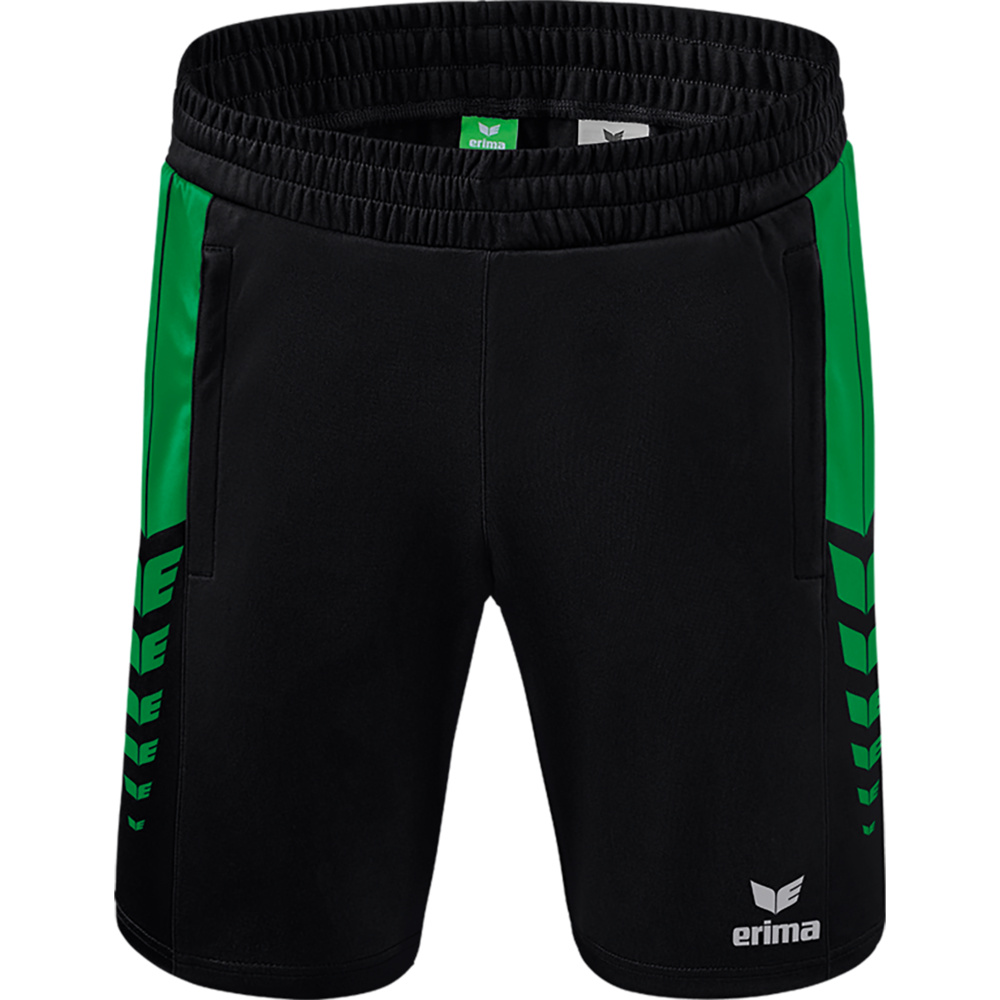 ERIMA SIX WINGS WORKER SHORTS, BLACK-EMERALD KIDS. 