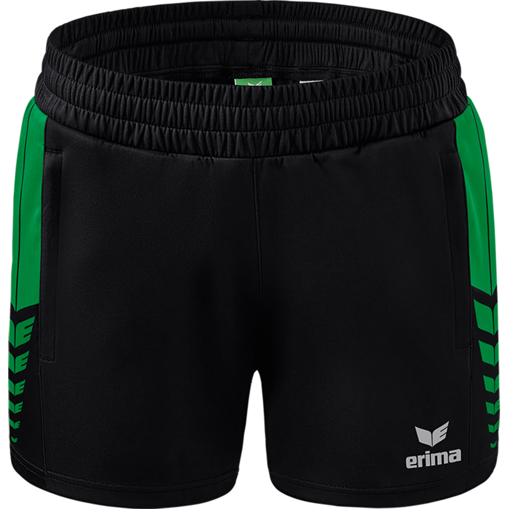 ERIMA SIX WINGS WORKER SHORTS, BLACK-EMERALD WOMEN. 