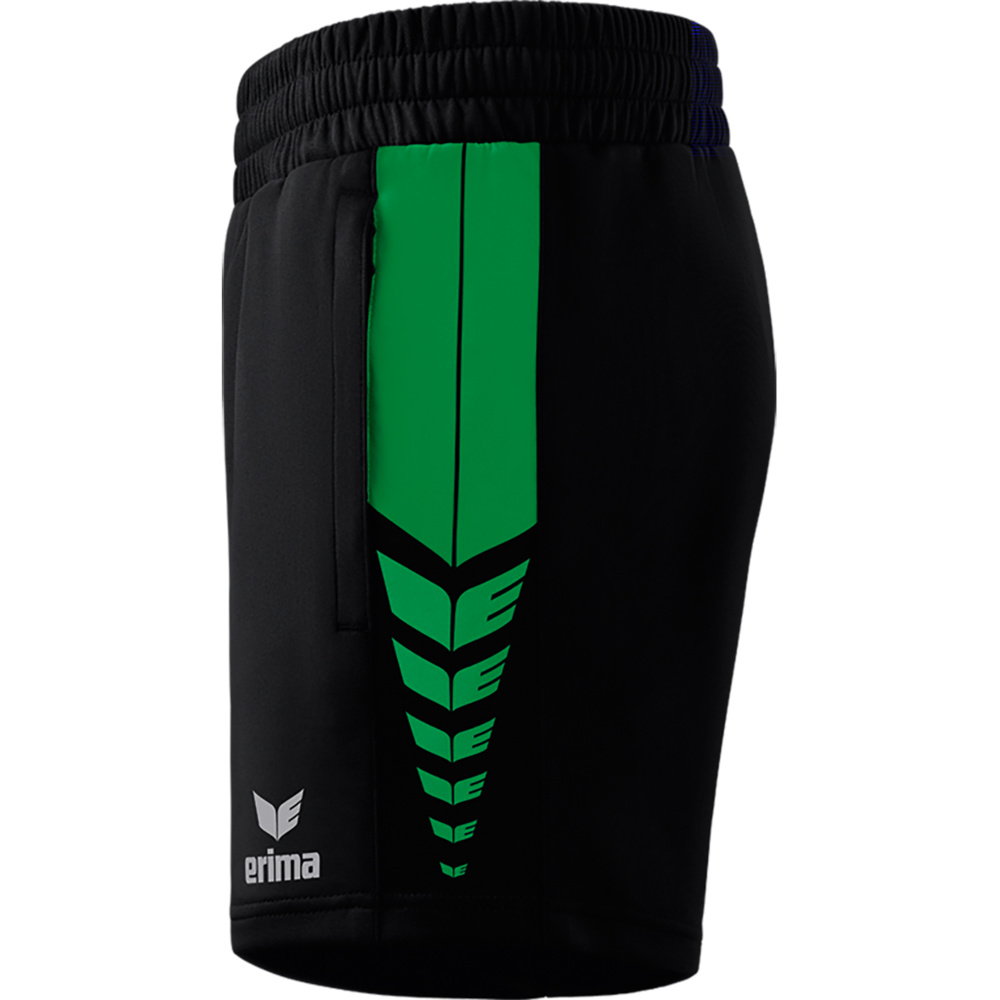 ERIMA SIX WINGS WORKER SHORTS, BLACK-EMERALD WOMEN. 