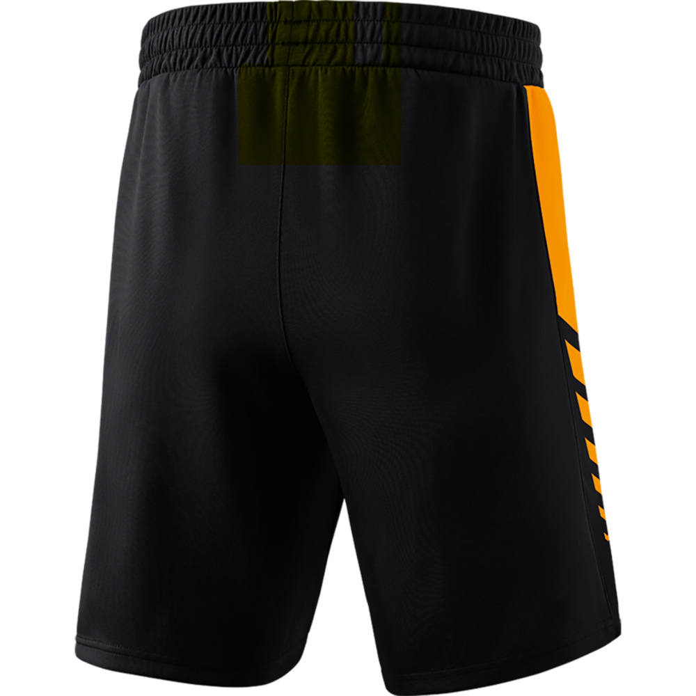 ERIMA SIX WINGS WORKER SHORTS, BLACK-NEW ORANGE MEN. 