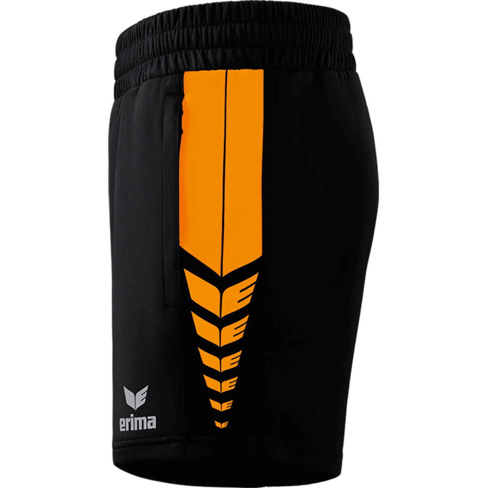 ERIMA SIX WINGS WORKER SHORTS, BLACK-NEW ORANGE WOMEN. 