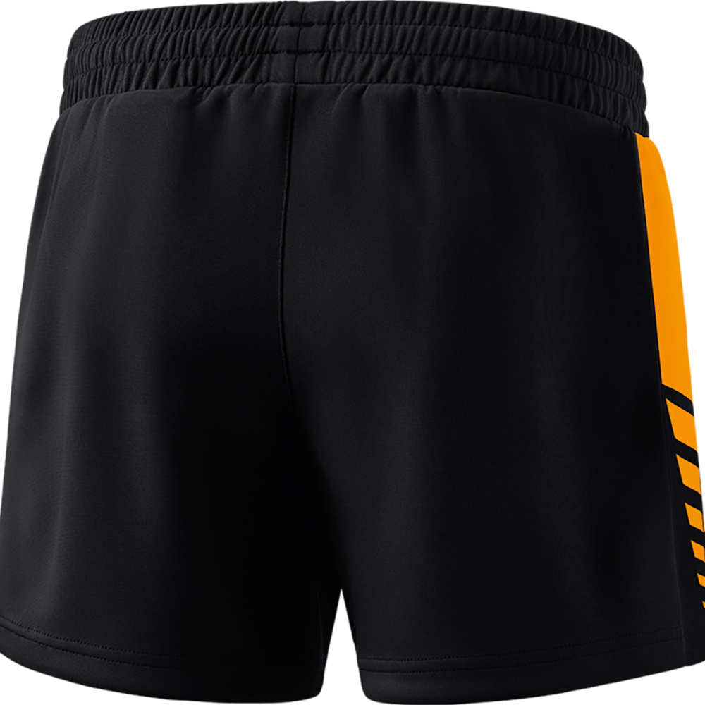 ERIMA SIX WINGS WORKER SHORTS, BLACK-NEW ORANGE WOMEN. 