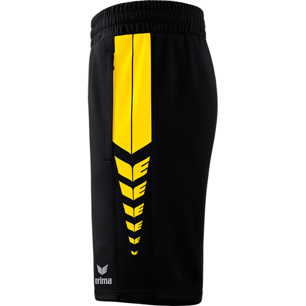 ERIMA SIX WINGS WORKER SHORTS, BLACK-YELLOW MEN. 