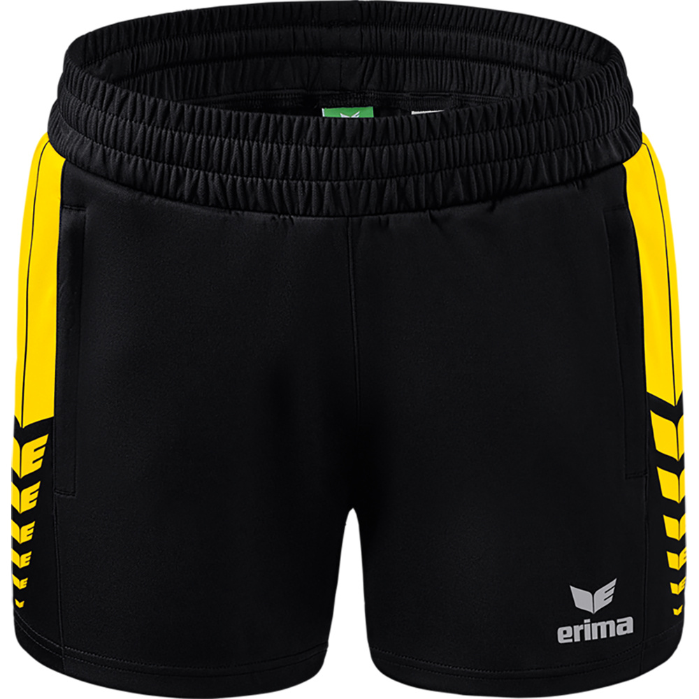 ERIMA SIX WINGS WORKER SHORTS, BLACK-YELLOW WOMEN. 