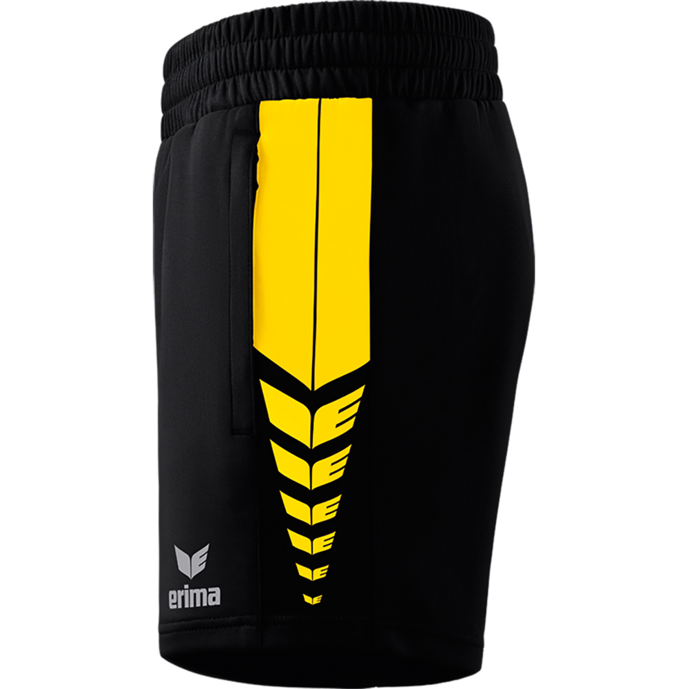 ERIMA SIX WINGS WORKER SHORTS, BLACK-YELLOW WOMEN. 