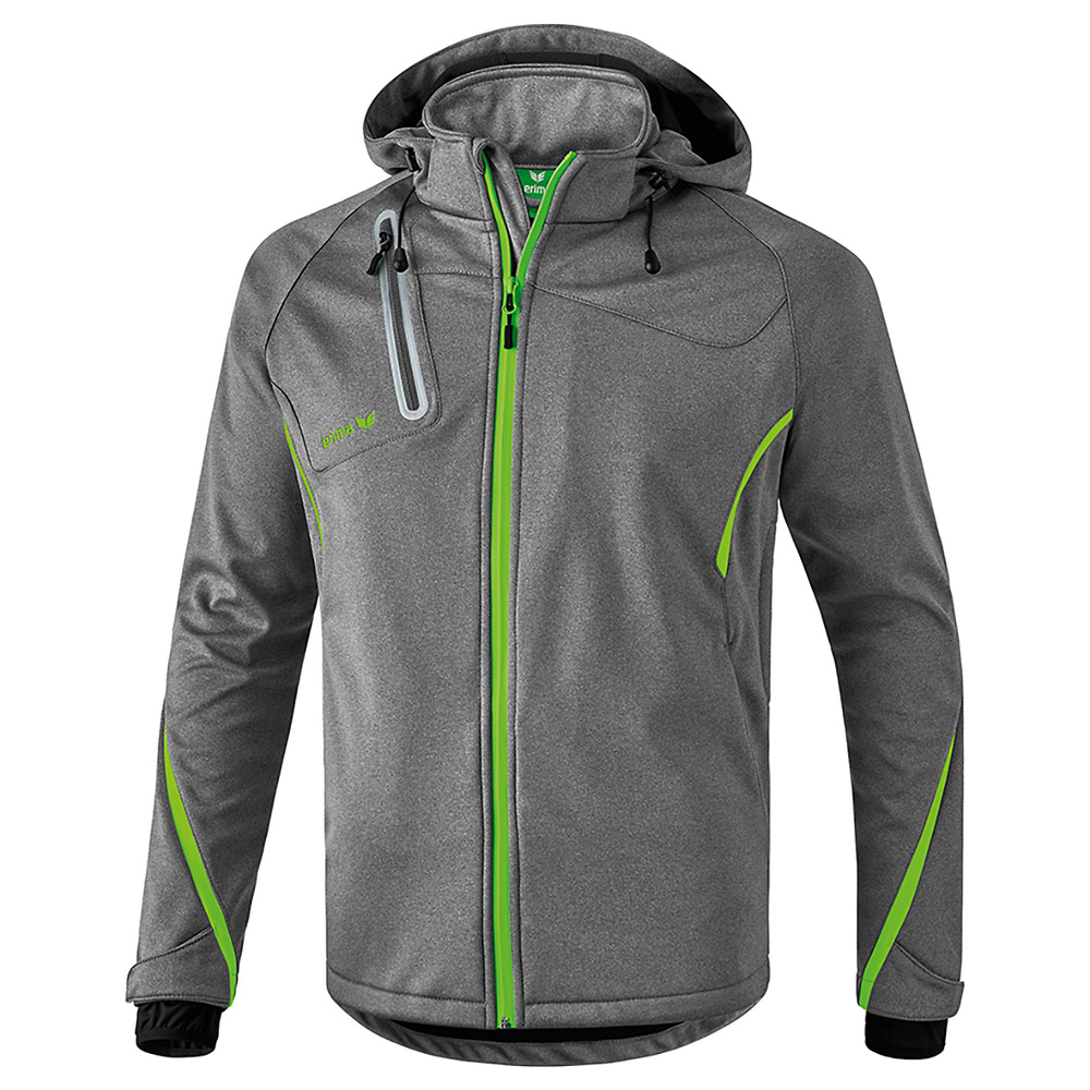 ERIMA SOFTSHELL JACKET FUNCTION, GREY MARL-GREEN GECKO MAN. 