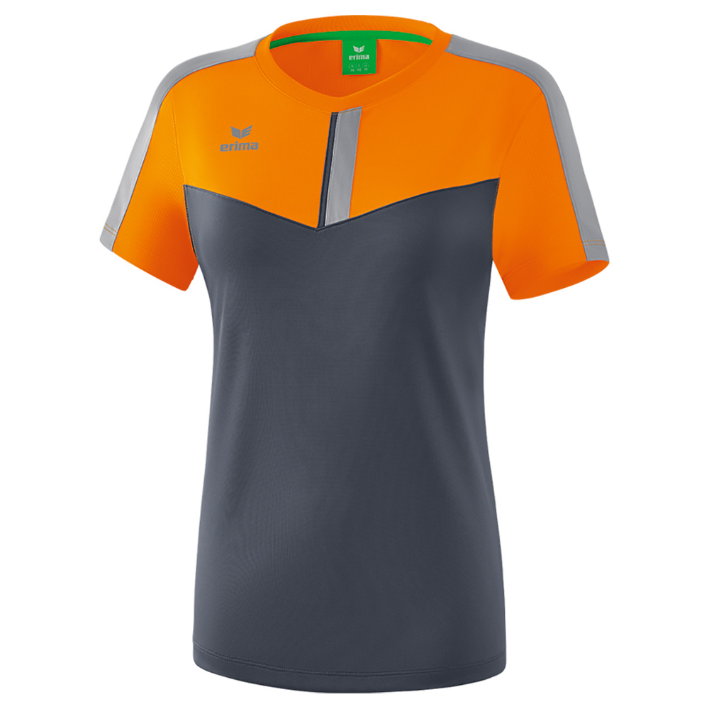 ERIMA SQUAD CAMISETA, GRIS PIZARRA-GRIS-NARANJA MUJER. 