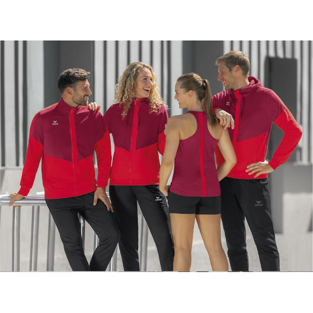 ERIMA SQUAD CHAQUETA CON CAPUCHA, BURDEOS-ROJO MUJER. 