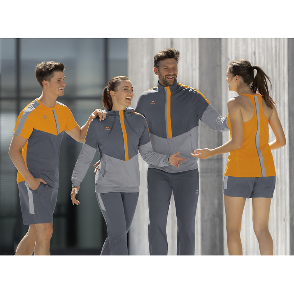 ERIMA SQUAD CHAQUETA CON CAPUCHA, GRIS PIZARRA-GRIS-NARANJA HOMBRE. 