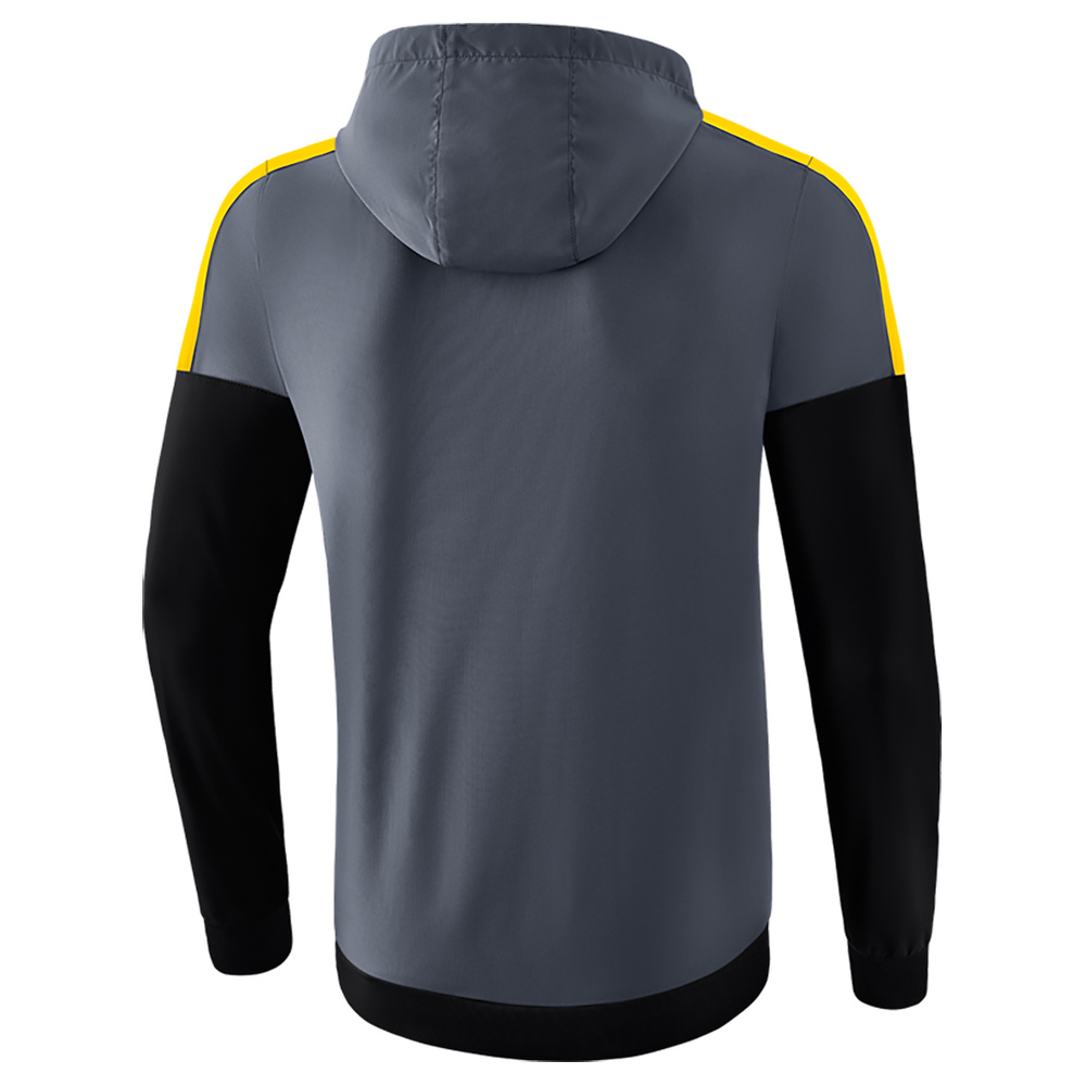 ERIMA SQUAD CHAQUETA CON CAPUCHA, GRIS PIZARRA-NEGRO-AMARILLO HOMBRE. 