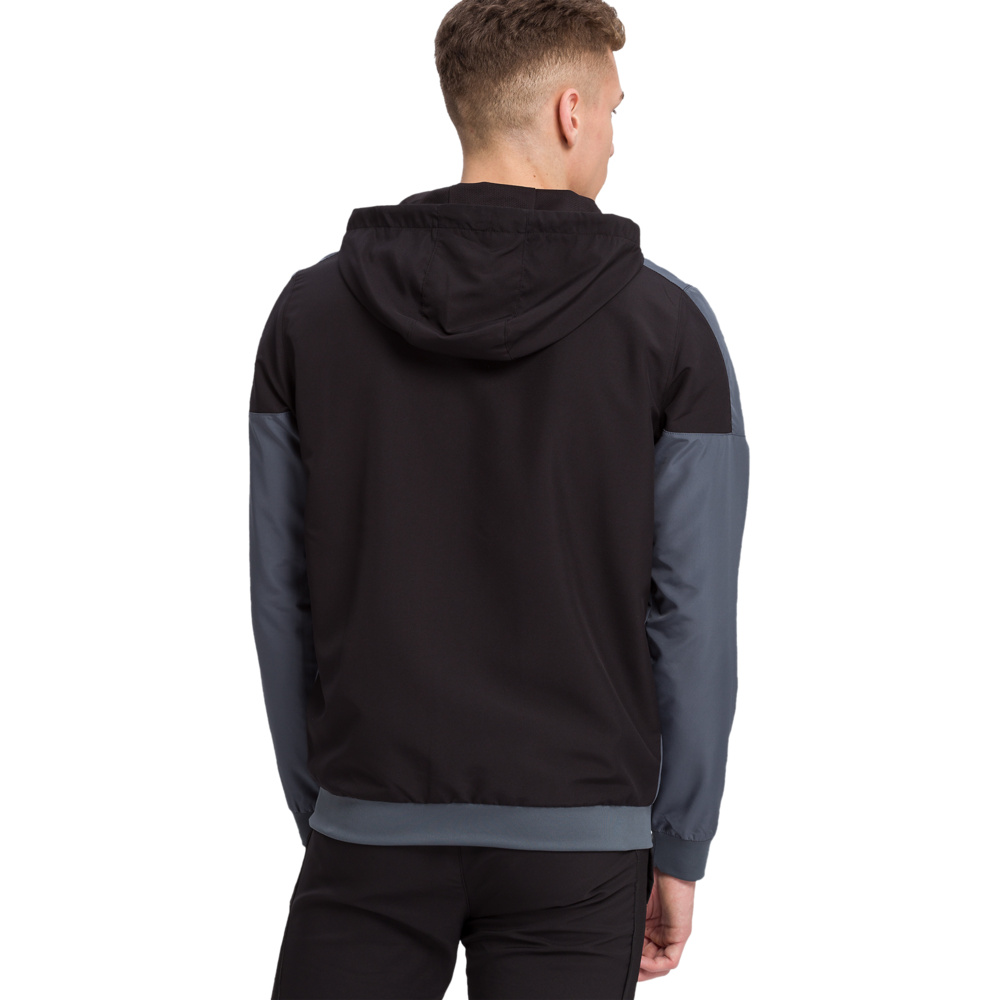 ERIMA SQUAD CHAQUETA CON CAPUCHA, NEGRO-GRIS PIZARRA HOMBRE. 