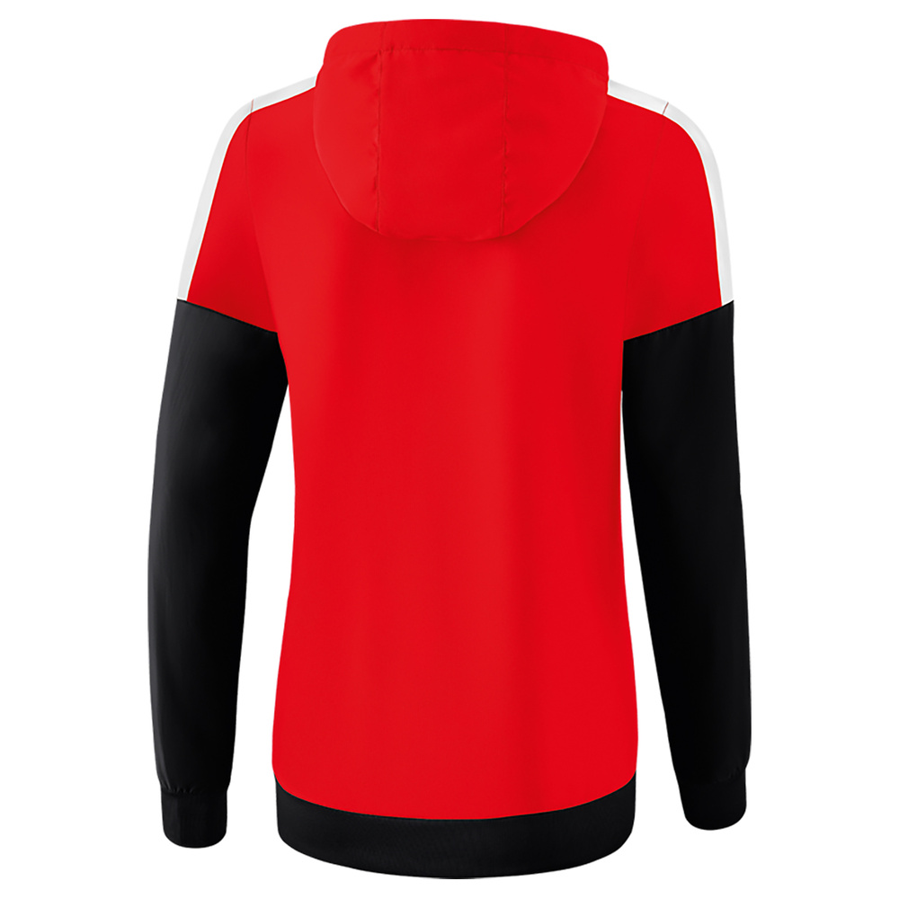 ERIMA SQUAD CHAQUETA CON CAPUCHA, ROJO-NEGRO-BLANCO MUJER. 