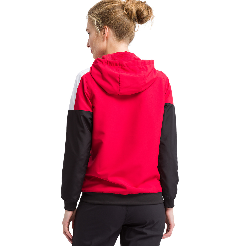 ERIMA SQUAD CHAQUETA CON CAPUCHA, ROJO-NEGRO-BLANCO MUJER. 