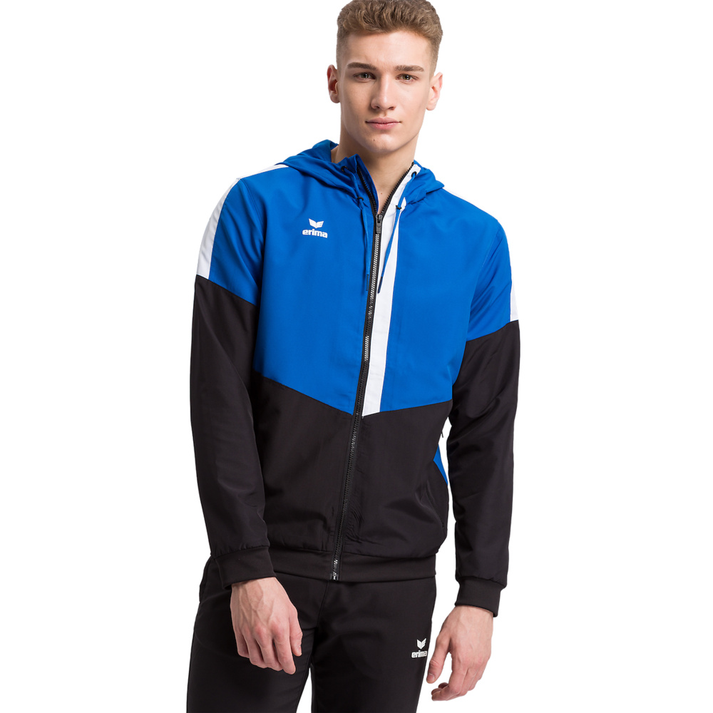 ERIMA SQUAD CHAQUETA CON CAPUCHA, ROYAL-NEGRO-BLANCO HOMBRE. 