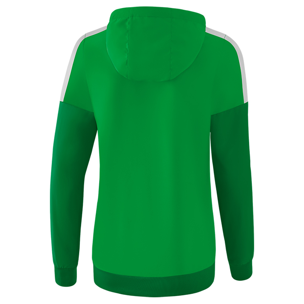 ERIMA SQUAD CHAQUETA CON CAPUCHA, VERDE-ESMERALDA-PLATA MUJER. 