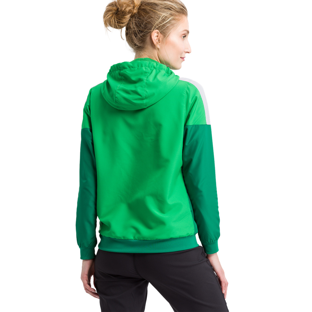 ERIMA SQUAD CHAQUETA CON CAPUCHA, VERDE-ESMERALDA-PLATA MUJER. 