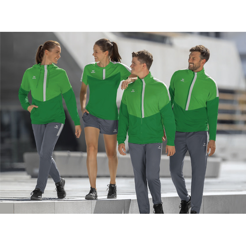 ERIMA SQUAD CHAQUETA CON CAPUCHA, VERDE-ESMERALDA-PLATA MUJER. 