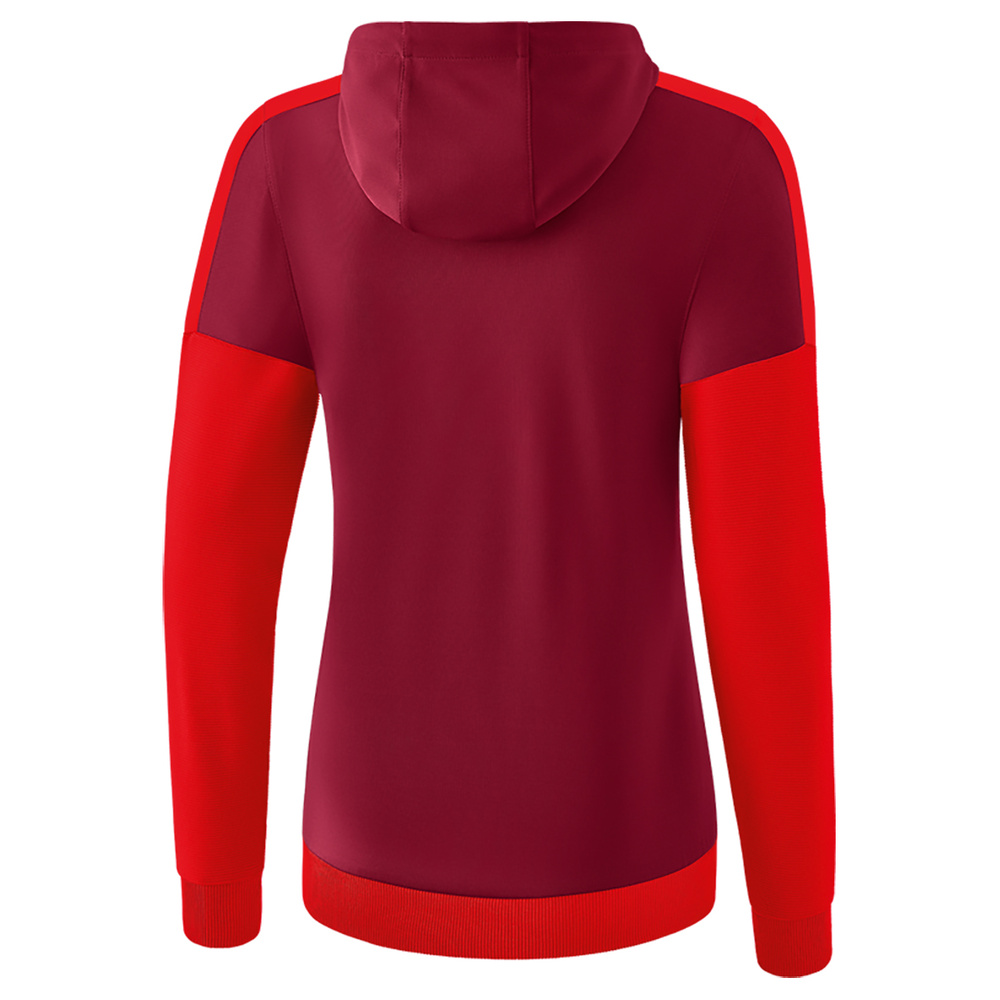 ERIMA SQUAD CHAQUETA ENTRENAMIENTO CON CAPUCHA, BURDEOS-ROJO MUJER. 