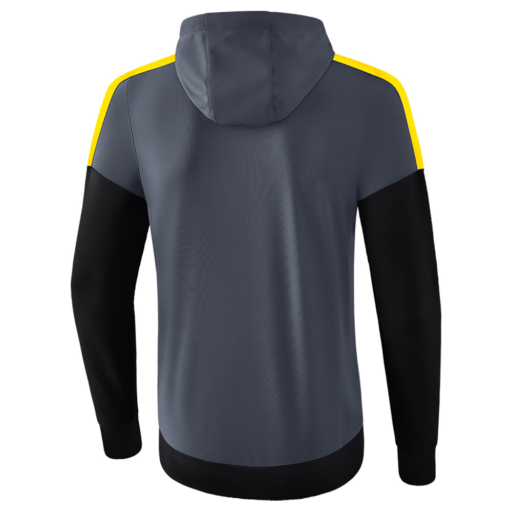 ERIMA SQUAD CHAQUETA ENTRENAMIENTO CON CAPUCHA, GRIS PIZARRA-NEGRO-AMARILLO HOMBRE. 