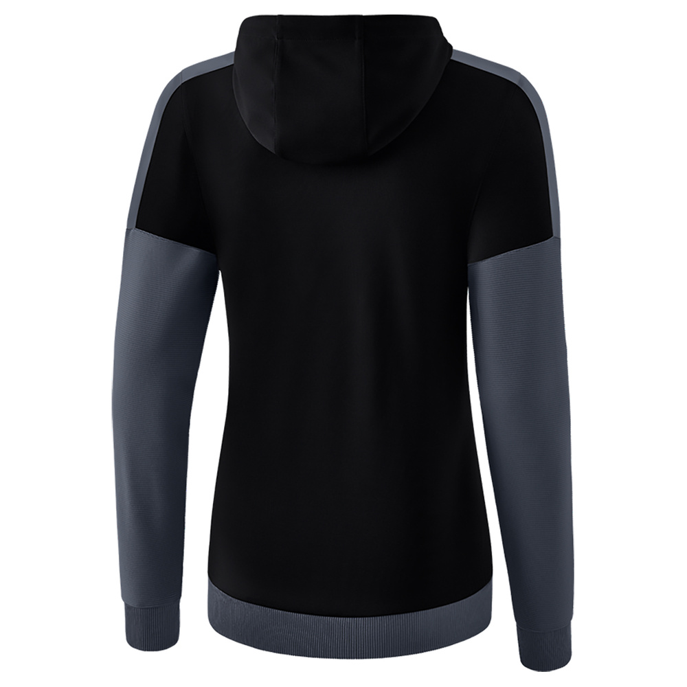 ERIMA SQUAD CHAQUETA ENTRENAMIENTO CON CAPUCHA, NEGRO-GRIS PIZARRA MUJER 