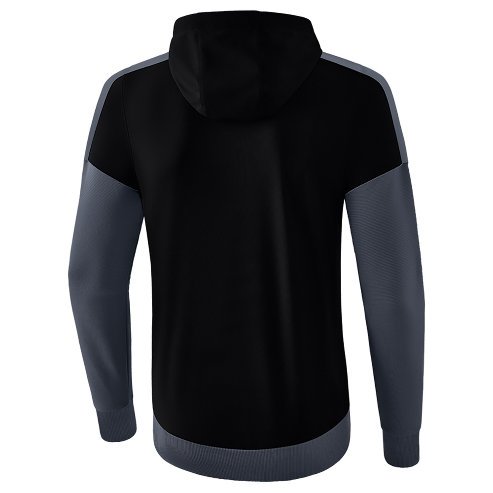 ERIMA SQUAD CHAQUETA ENTRENAMIENTO CON CAPUCHA, NEGRO-PLATA HOMBRE. 