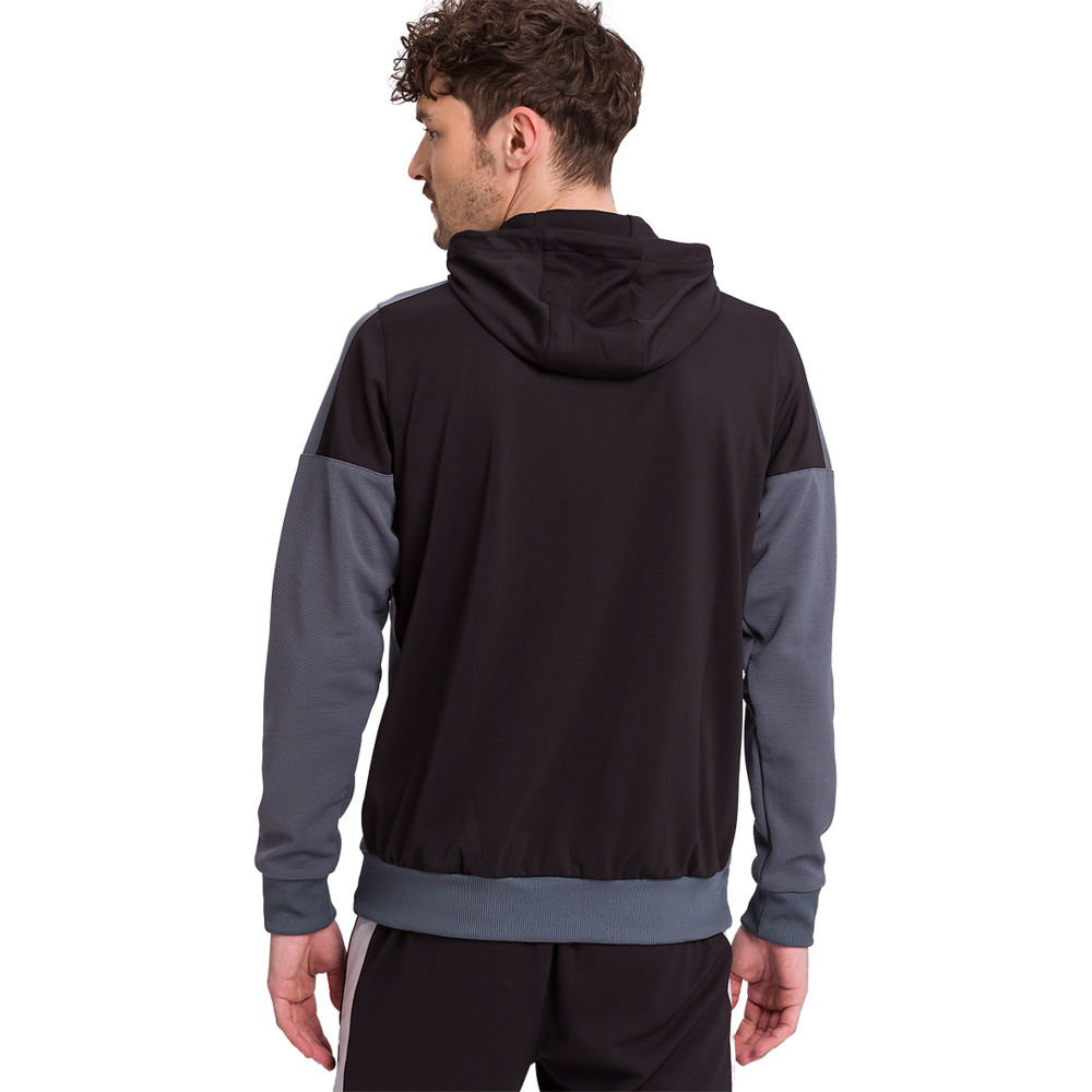 ERIMA SQUAD CHAQUETA ENTRENAMIENTO CON CAPUCHA, NEGRO-PLATA HOMBRE. 