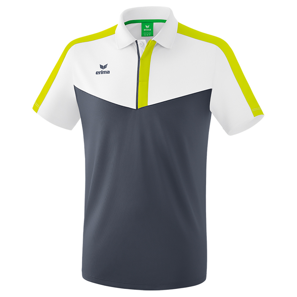 ERIMA SQUAD POLO, BLANCO-GRIS PIZARRA-LIMA HOMBRE. 