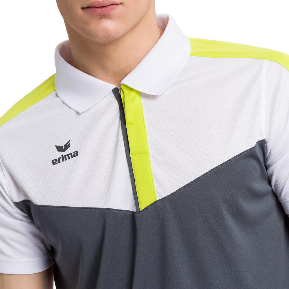 ERIMA SQUAD POLO, BLANCO-GRIS PIZARRA-LIMA HOMBRE. 