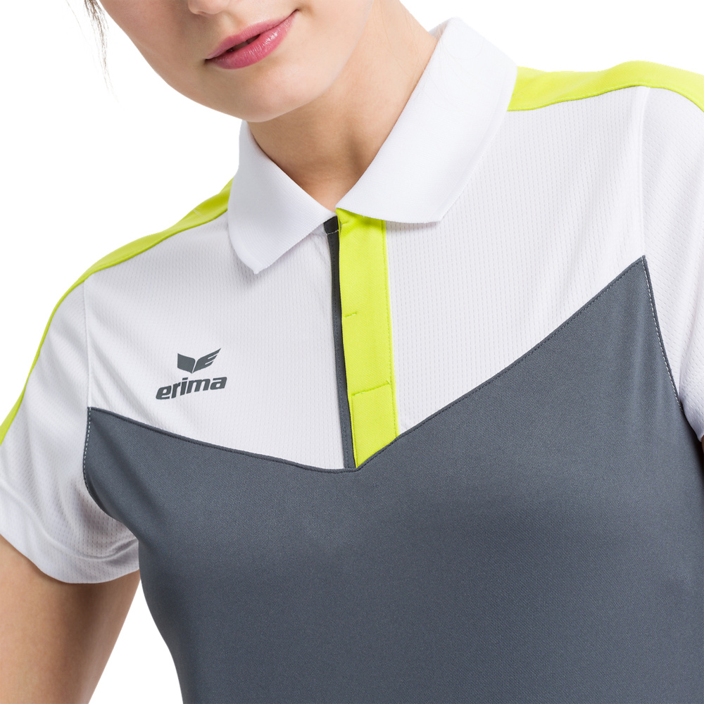 ERIMA SQUAD POLO, BLANCO-GRIS PIZARRA-LIMA MUJER. 