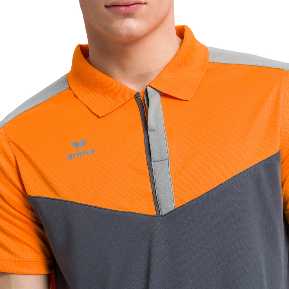 ERIMA SQUAD POLO, GRIS PIZARRA-GRIS-NARANJA HOMBRE. 