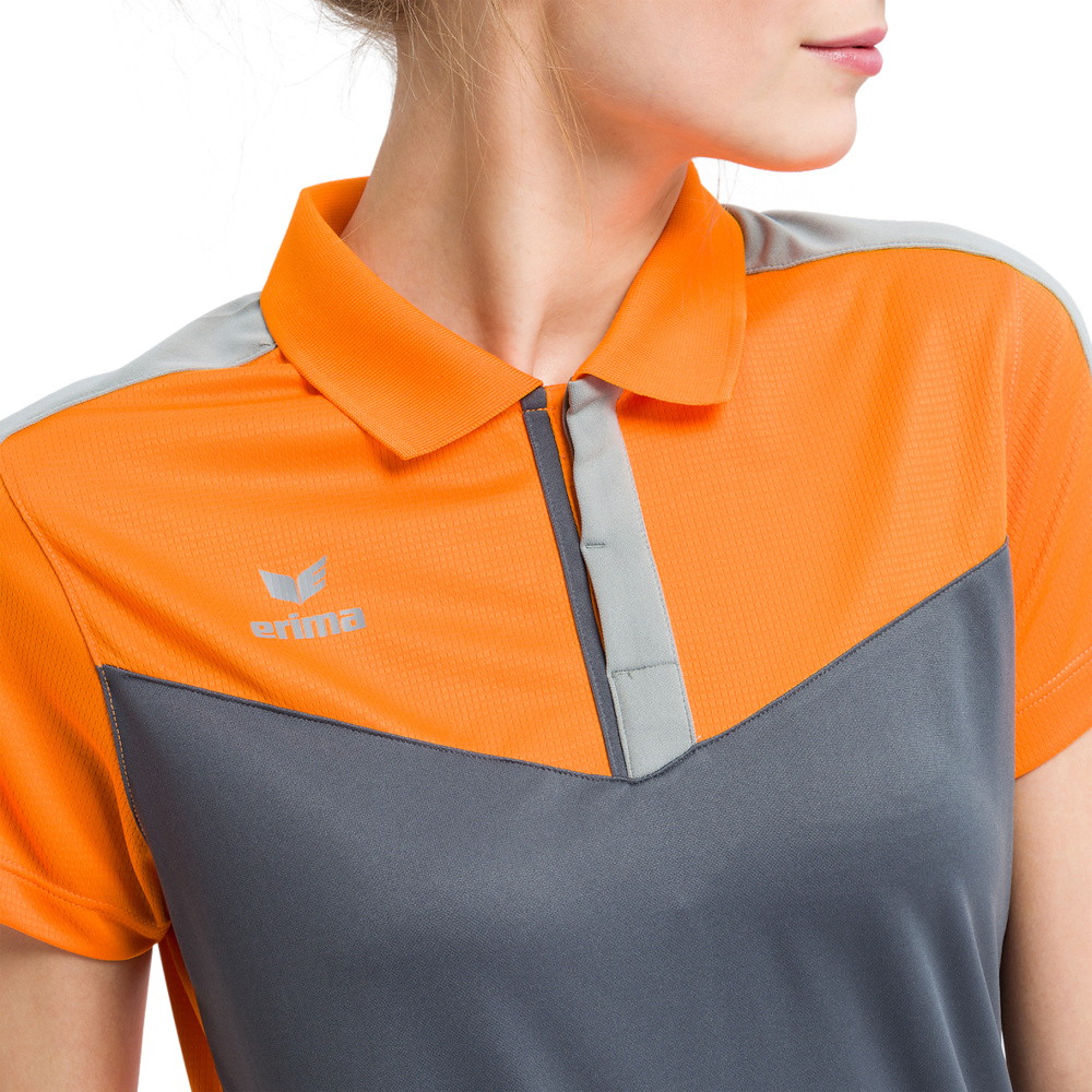 ERIMA SQUAD POLO, GRIS PIZARRA-GRIS-NARANJA MUJER. 