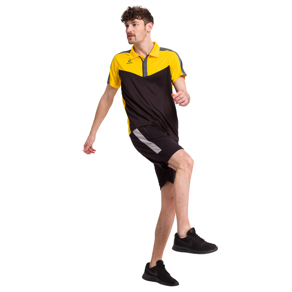 ERIMA SQUAD POLO, GRIS PIZARRA-NEGRO-AMARILLO HOMBRE. 