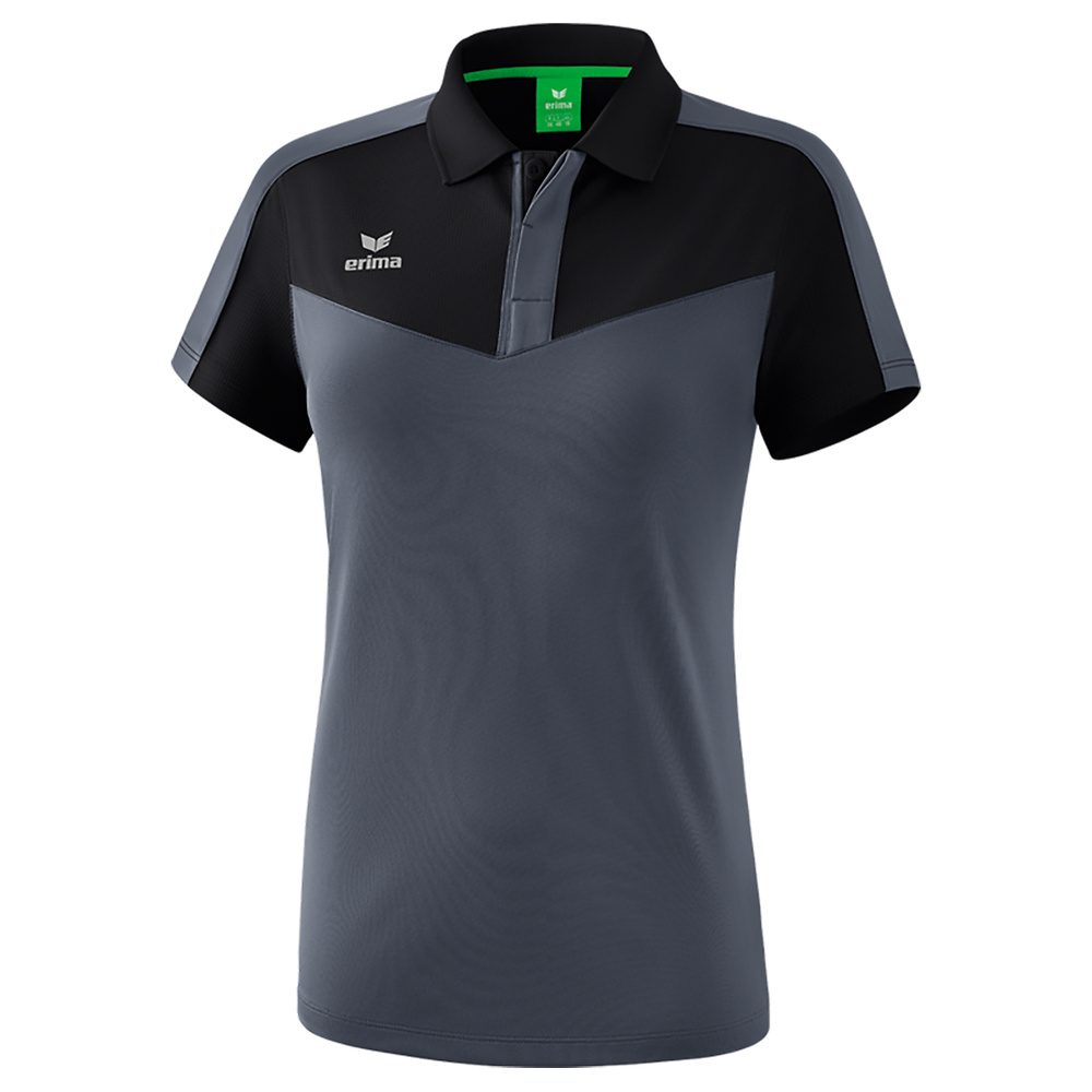 ERIMA SQUAD POLO-SHIRT, BLACK-SLATE GREY WOMEN. 