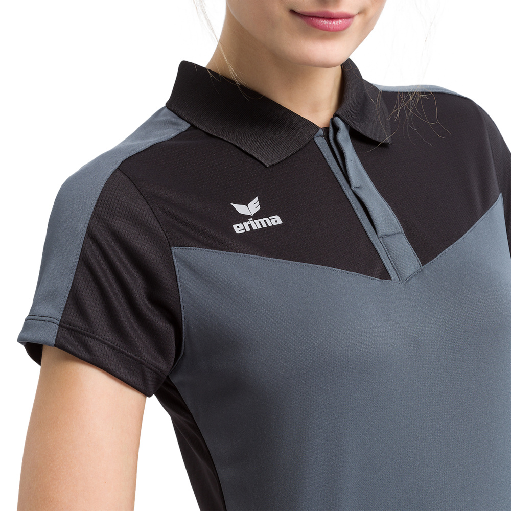 ERIMA SQUAD POLO-SHIRT, BLACK-SLATE GREY WOMEN. 