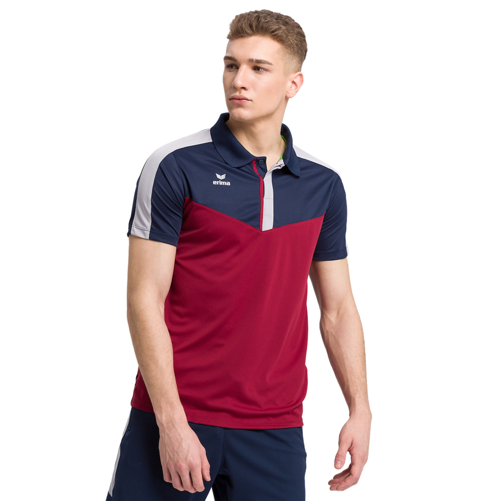 ERIMA SQUAD POLO-SHIRT, NAVY-BORDEAUX-SILVER MEN. 