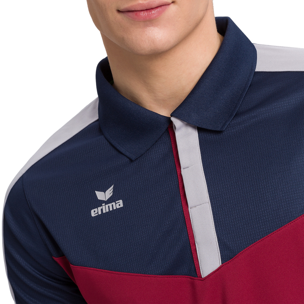 ERIMA SQUAD POLO-SHIRT, NAVY-BORDEAUX-SILVER MEN. 