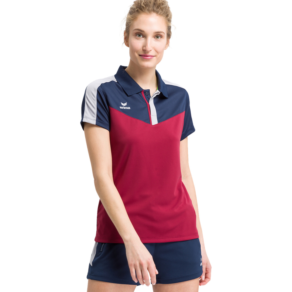 ERIMA SQUAD POLO-SHIRT, NAVY-BORDEAUX-SILVER WOMEN. 