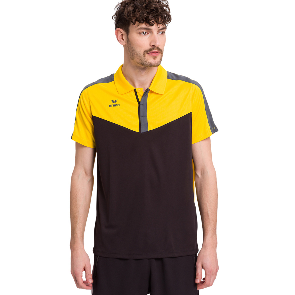 ERIMA SQUAD POLO-SHIRT, SLATE GREY-BLACK-YELLOW MEN. 