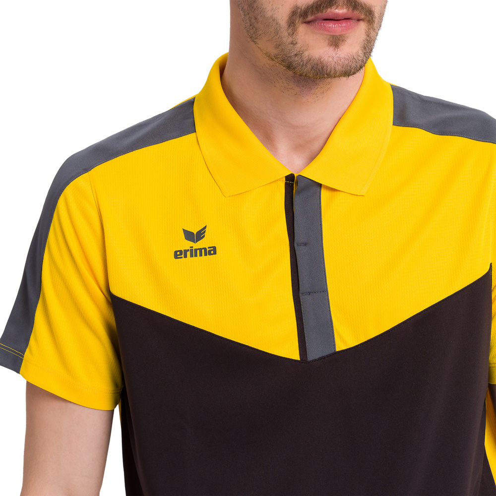 ERIMA SQUAD POLO-SHIRT, SLATE GREY-BLACK-YELLOW MEN. 