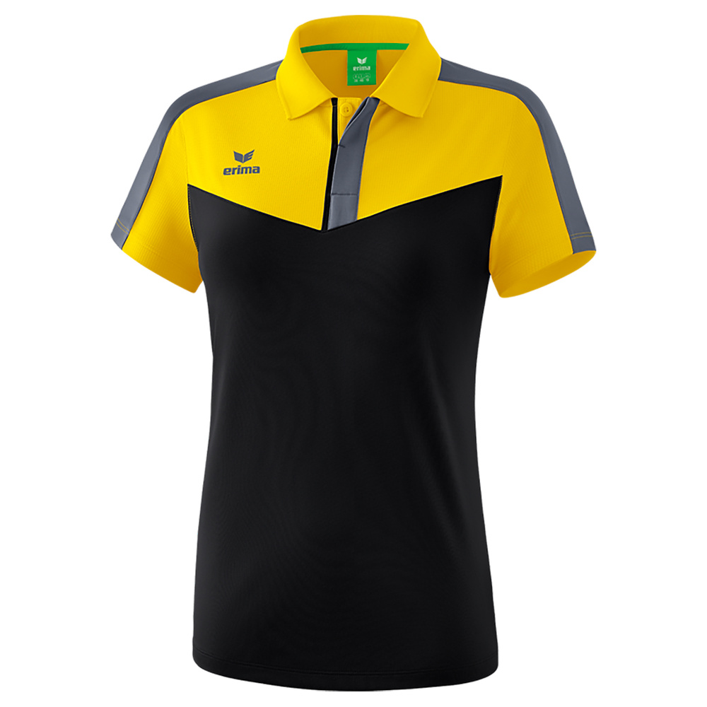 ERIMA SQUAD POLO-SHIRT, SLATE GREY-BLACK-YELLOW WOMEN. 