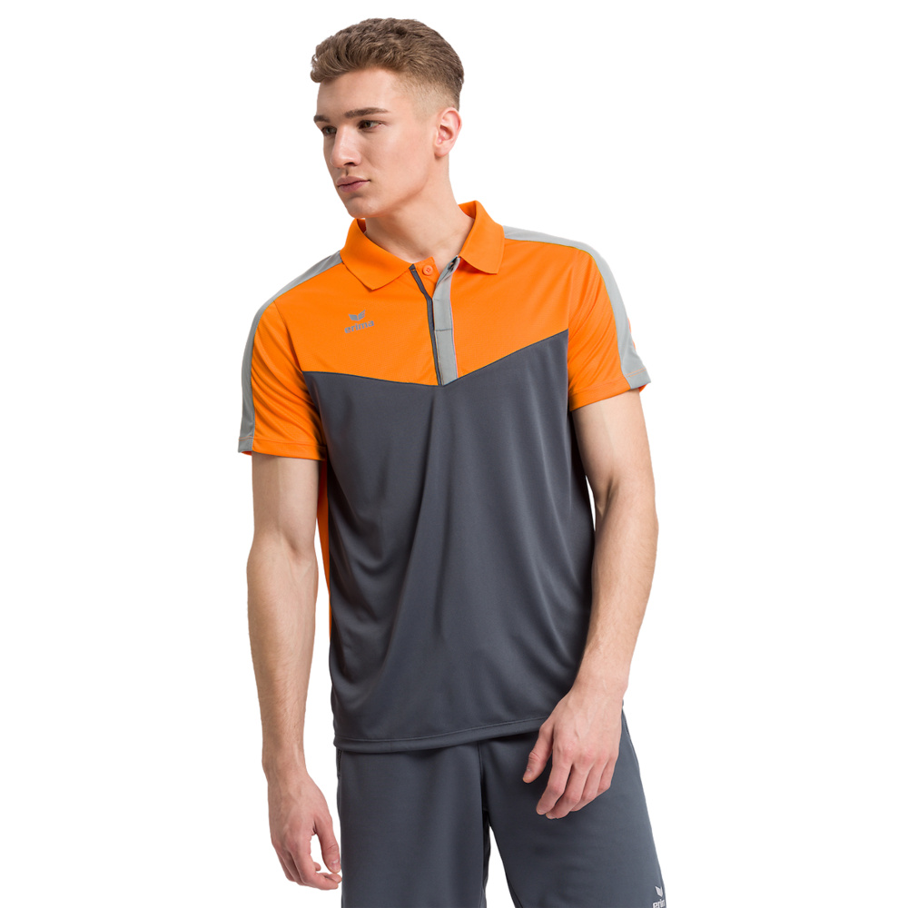 ERIMA SQUAD POLO-SHIRT, SLATE GREY-GREY-ORANGE MEN. 