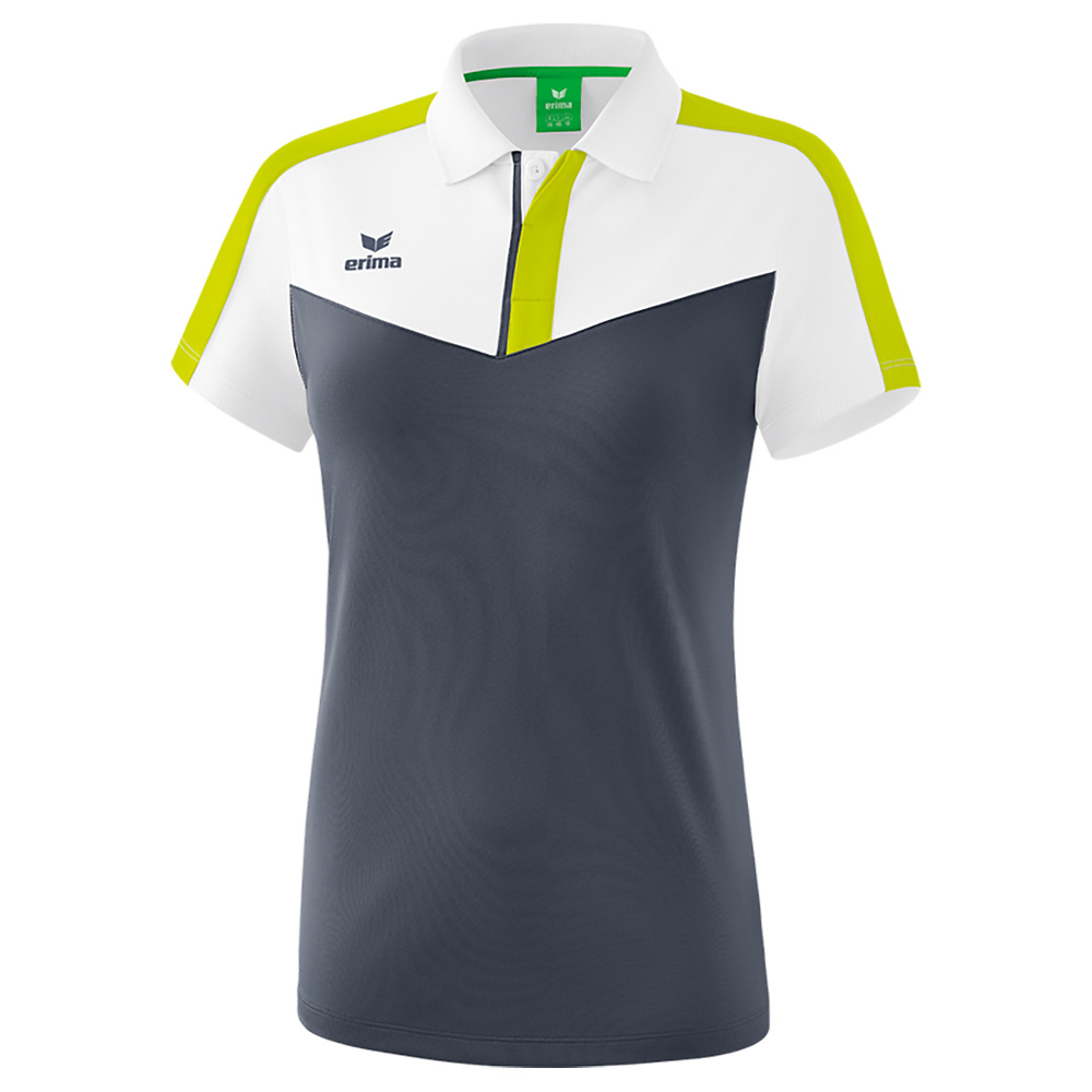 ERIMA SQUAD POLO-SHIRT, WHITE-SLATE GREY-LIME WOMEN. 