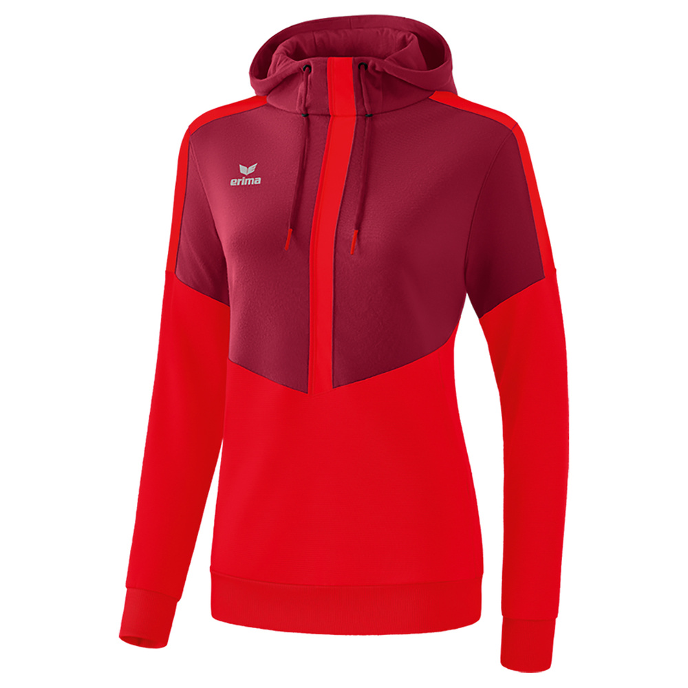 ERIMA SQUAD SUDADERA CON CAPUCHA, BURDEOS-ROJO MUJER. 