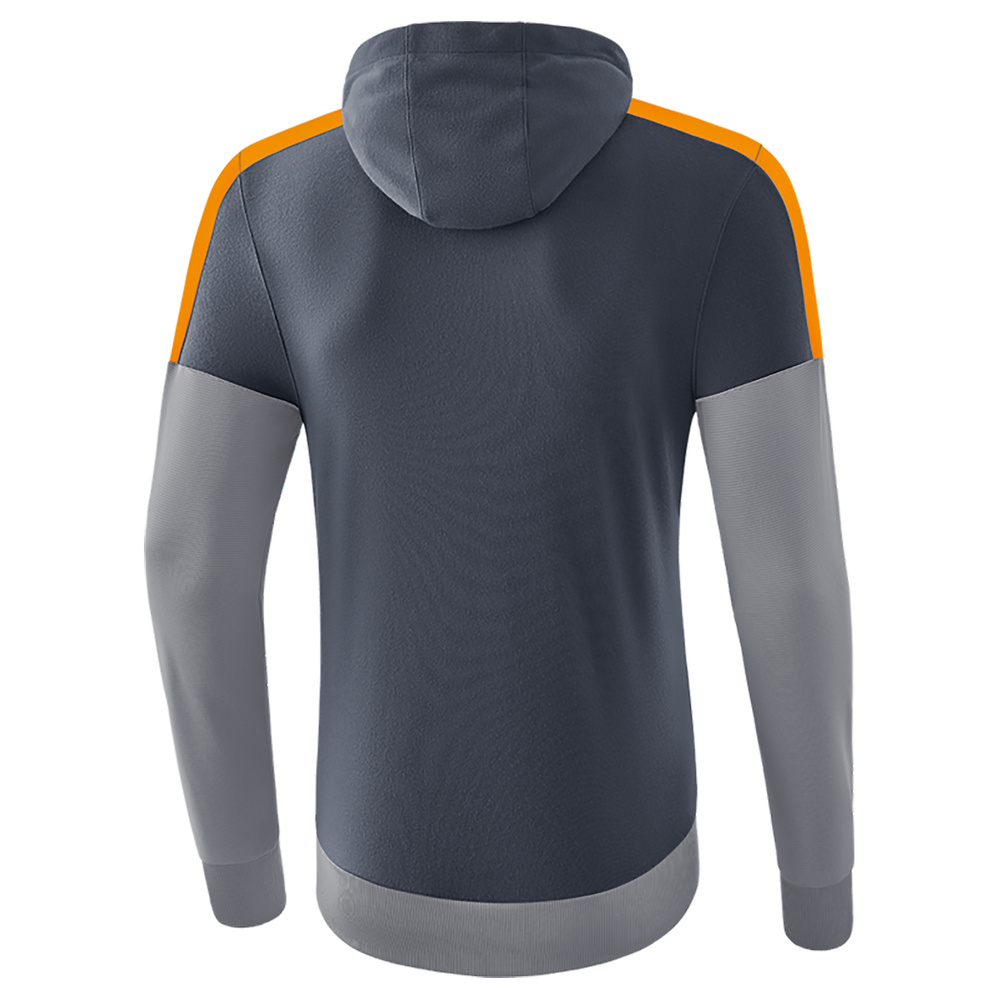 ERIMA SQUAD SUDADERA CON CAPUCHA, GRIS PIZARRA-GRIS-NARANJA HOMBRE. 